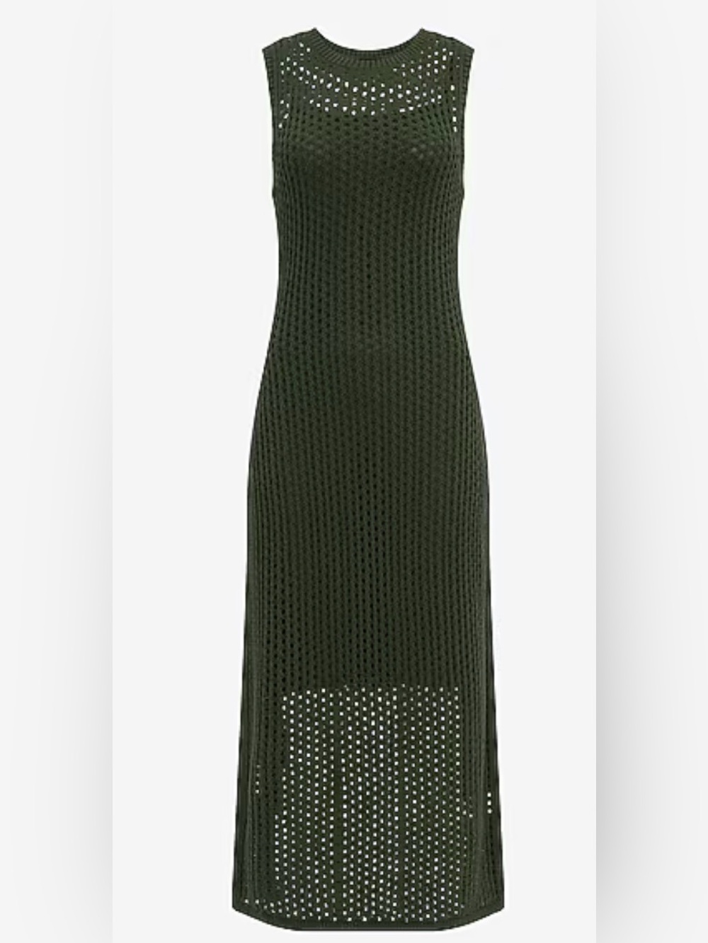 NWT Express Open Stitch Crochet Crew Neck Midi Sheath Dress in Color: Fern6607